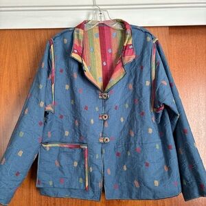Treadle Design Room Wearable Art Reversible Jacket Size M Vintage 90s